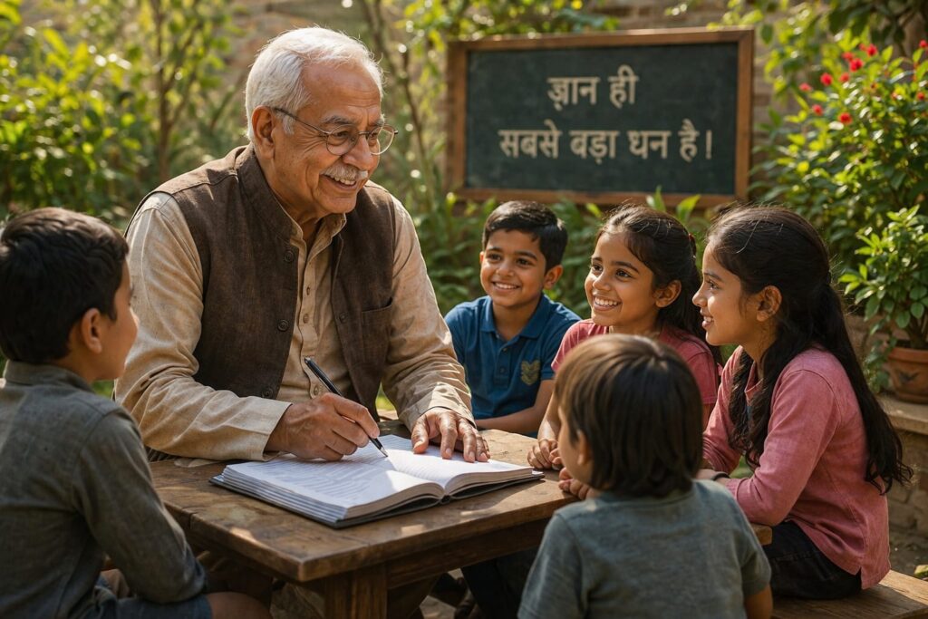 पढ़ाने से खुशी मिलती है ।